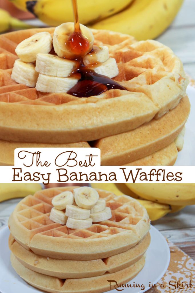 Banana Waffles recipe Pinterest Pin Collage