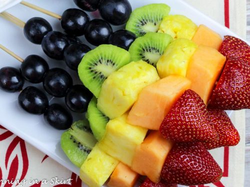 Simple Rainbow Fruit Skewers With Dip Honey Almond Dipping Sauce