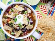 Vegetarian Taco Soup Crock Pot Recipe - so tasty and simple! Perfect weekday meal./ Running in a Skirt