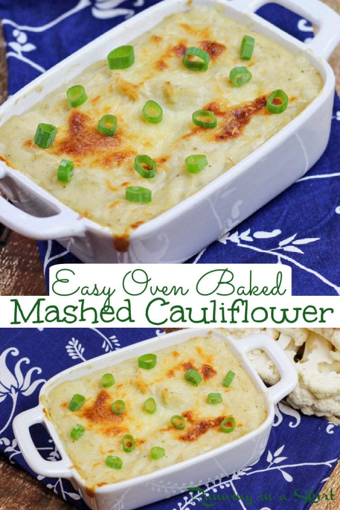 Baked Garlic Mashed Cauliflower recipe Pinterest Pin Collage