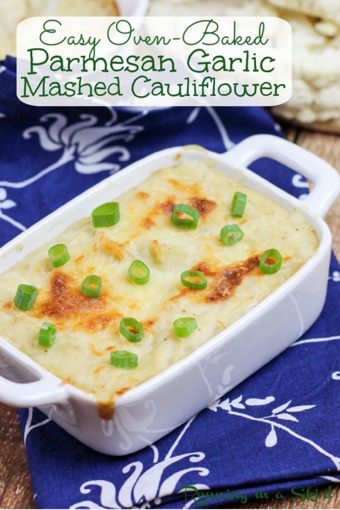 Baked Garlic Mashed Cauliflower recipe Pinterest Pin