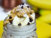 Peanut Butter Chunky Monkey Overnight Oats recipe, healthy and easy breakfast with peanut butter/ Running in a Skirt #SpreadtheMagic