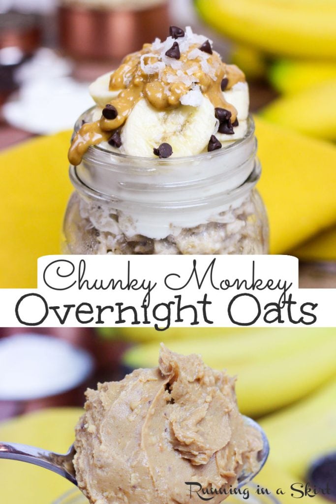 Peanut Butter Chunky Monkey Overnight Oats Pin Collage