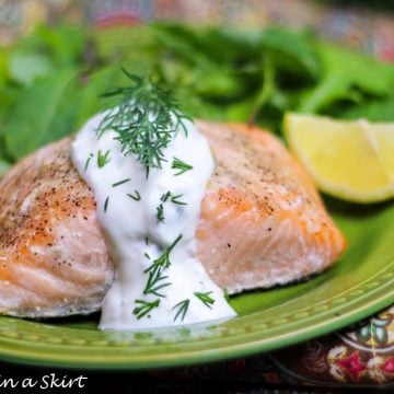 Baked Lemon Salmon with Creamy Greek Yogurt Dill Sauce Recipe « Running ...