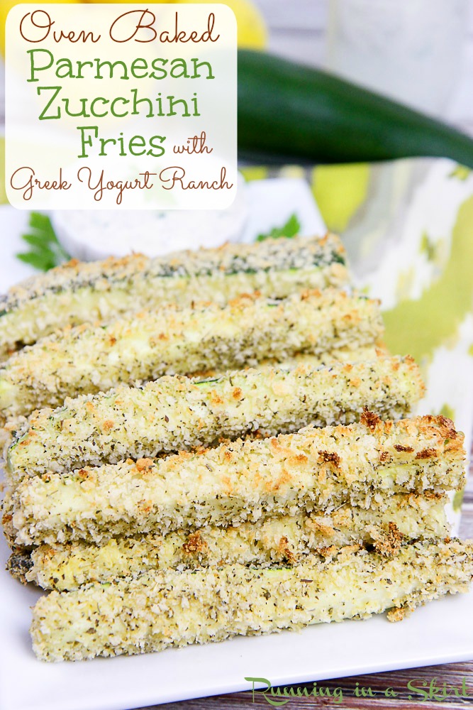 Oven Baked Zucchini Fries with greek yogurt ranch