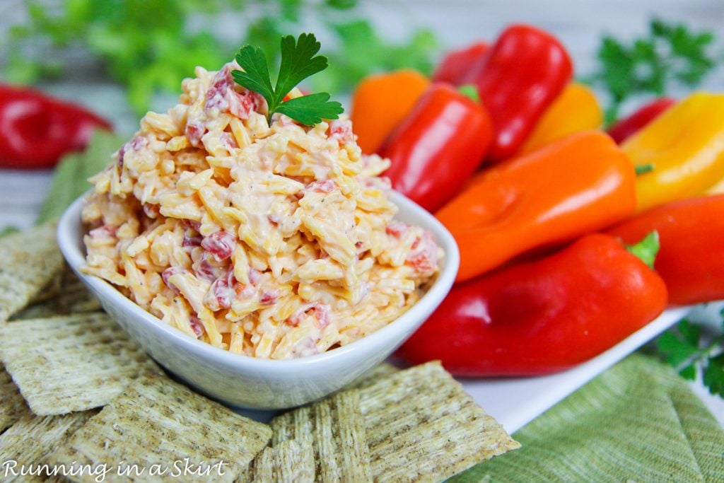 Low Fat Pimento Cheese with crackers