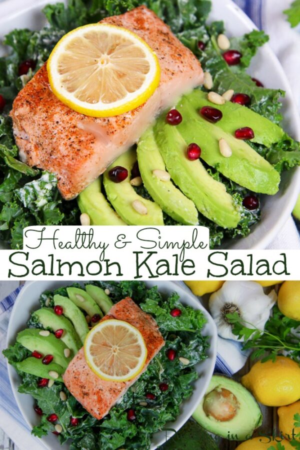 Baked Salmon Kale Salad with Tahini Dressing « Running in a Skirt