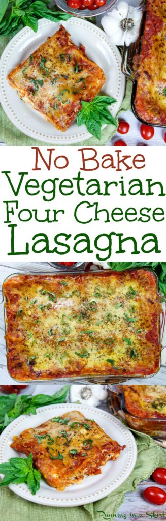 NO Boil Four Cheese Easy to Make Vegetarian Lasagna