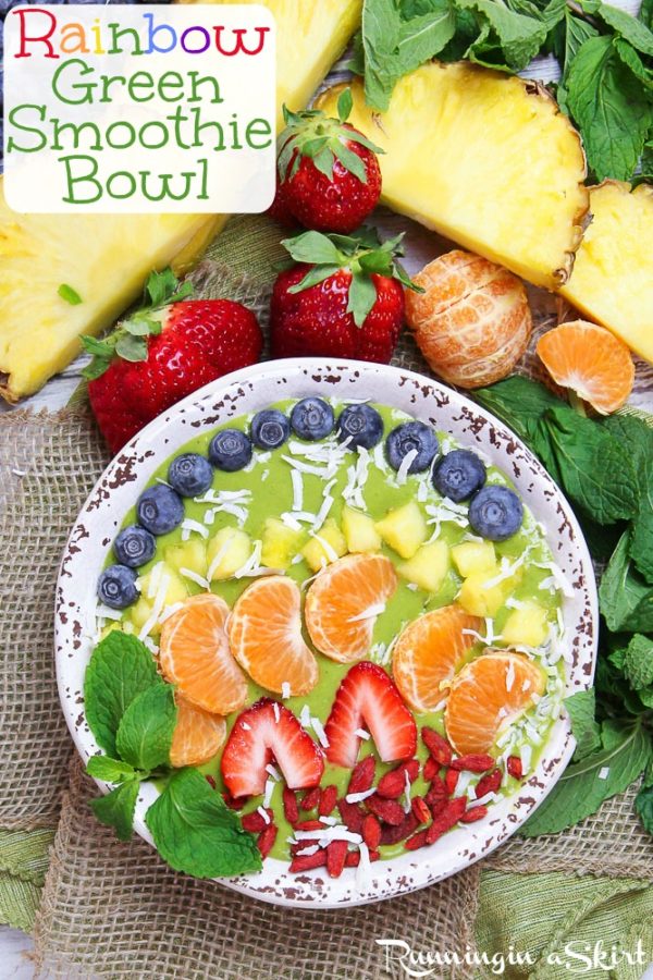 Rainbow Green Smoothie Bowl recipe - vegan & dairy free