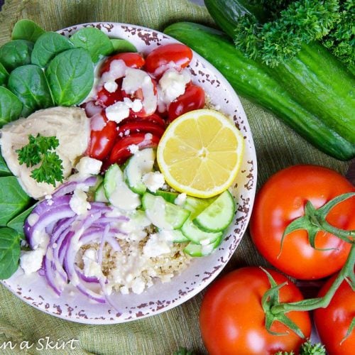 Mediterranean Buddha Bowl recipe with Lemon Tahini Dressing