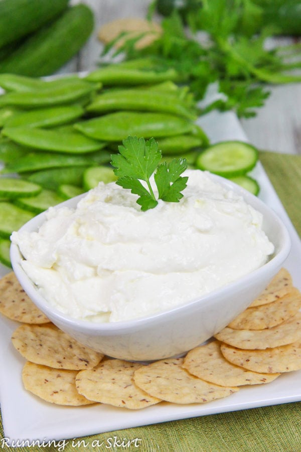 Healthy Lemon Garlic Whipped Feta with Greek Yogurt recipe