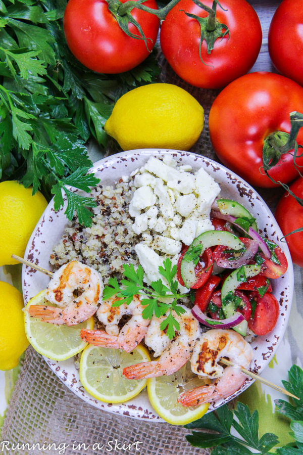 Mediterranean Grilled Shrimp Skewers Bowl recipe « Running in a Skirt