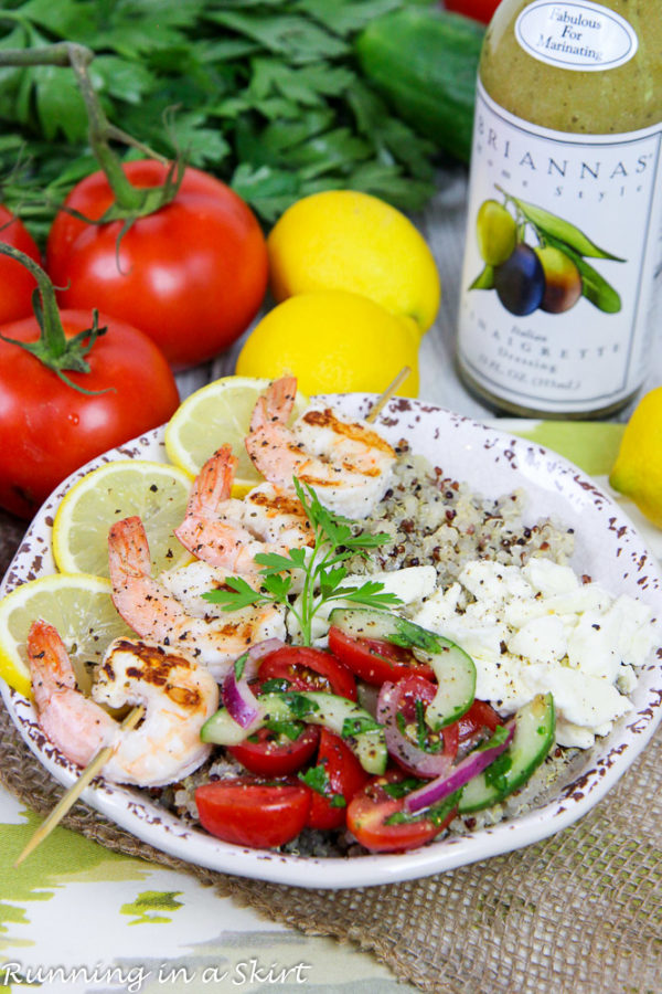 Mediterranean Grilled Shrimp Skewers Bowl recipe « Running in a Skirt