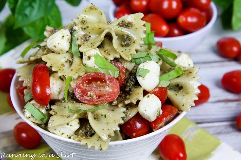 Pesto Caprese Pasta Salad Only 4 Ingredients Running In A Skirt