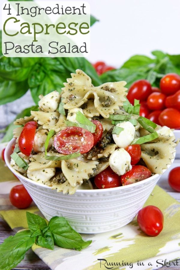 4 Ingredient Caprese Pasta Salad with Pesto « Running in a Skirt