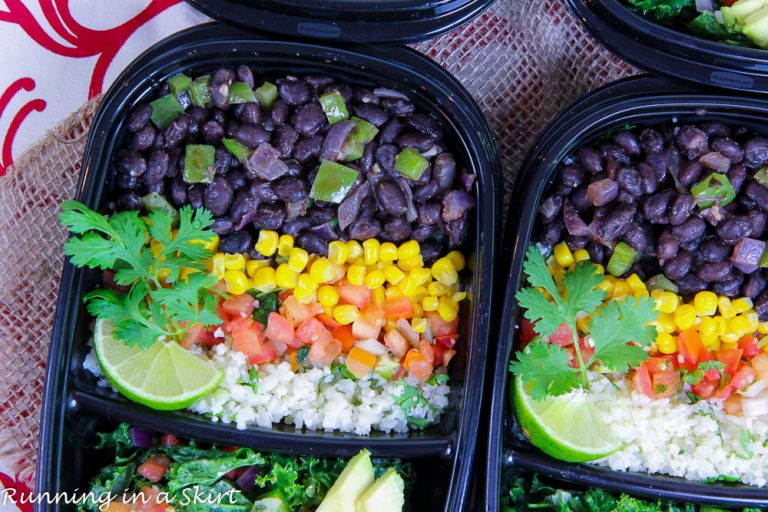 Easy Vegetarian Burrito Bowl recipe - Meal Prep « Running in a Skirt