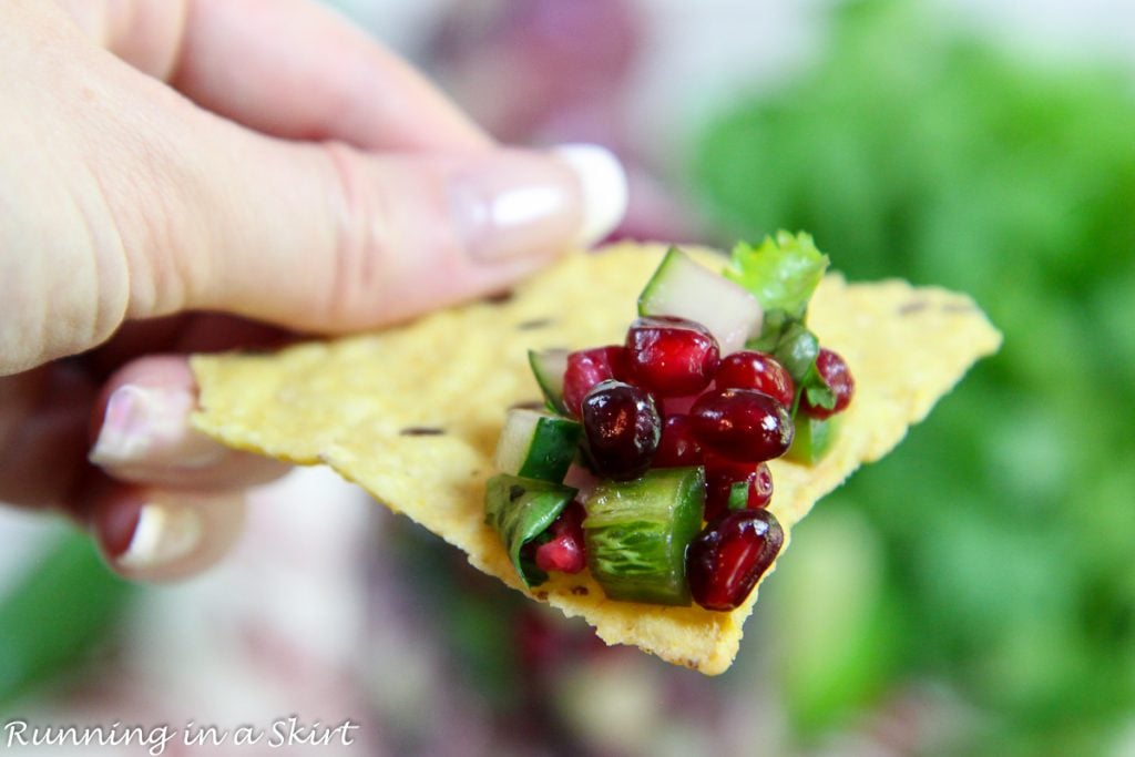 Close up of how to make the salsa.