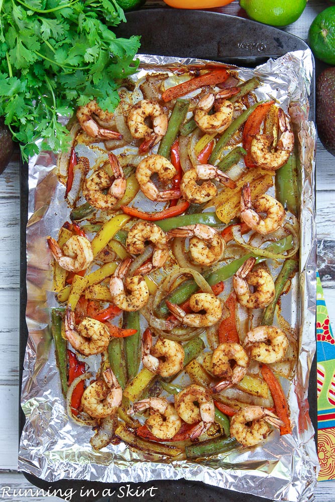 Easy Sheet Pan Shrimp Fajitas recipe « Running in a Skirt