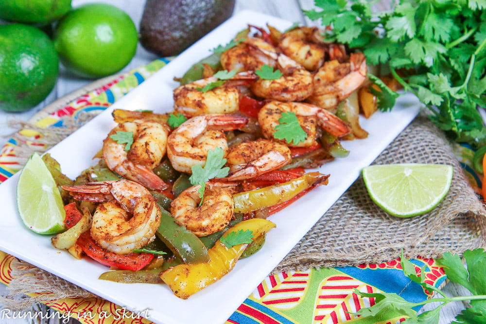 Sheet Pan Shrimp Fajitas - Lime Sheet Pan Shrimp Fajitas