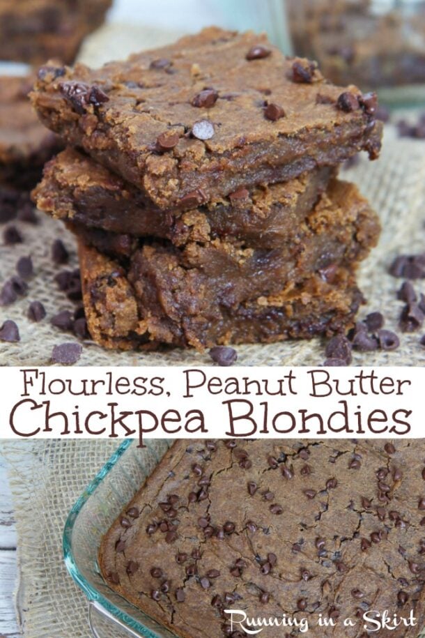 Peanut Butter Chocolate Chip Chickpea Blondies recipe « Running in a Skirt