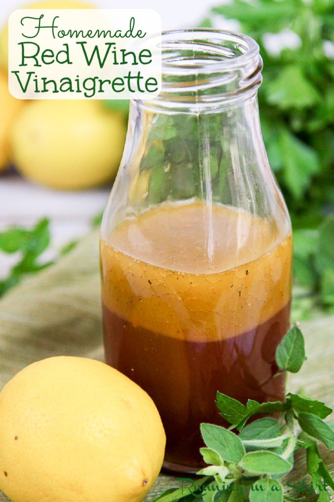 Red Wine Vinaigrette Recipe Dressing in a jar.