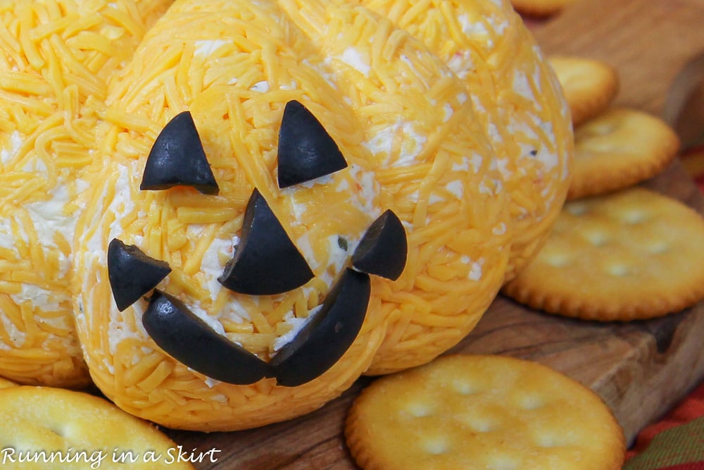 Halloween Cheese Ball close up.