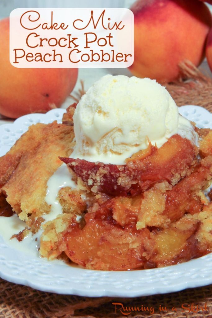 Crock Pot Peach Cobbler with Cake Mix Pinterest Pin