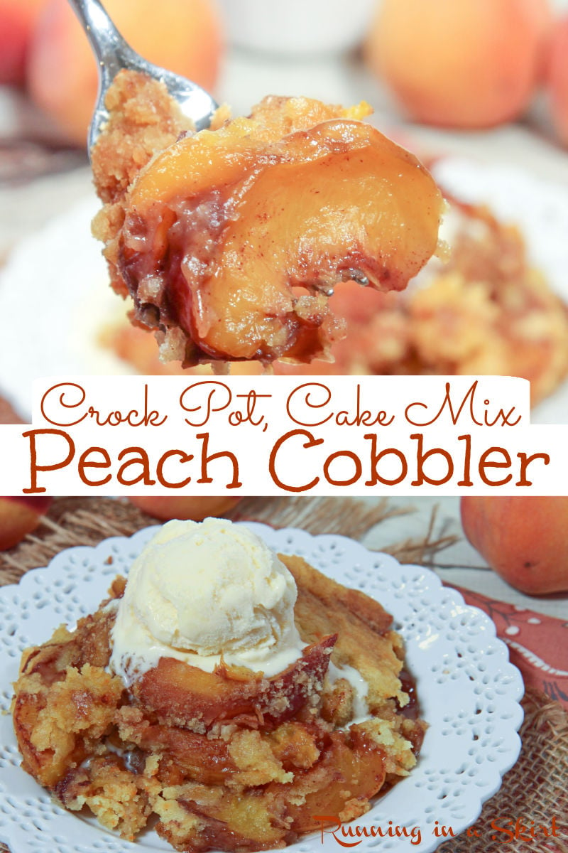 Crock Pot Peach Cobbler via @juliewunder