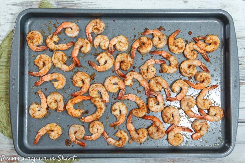 Process photos showing how the shrimp should look when they are done.