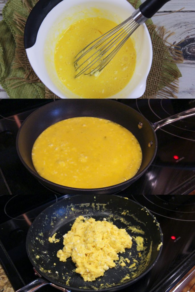Scrambled Cottage Cheese Eggs process photos collage
