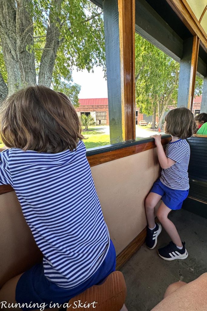 Kids on a train ride at Georgia State Train Museum.