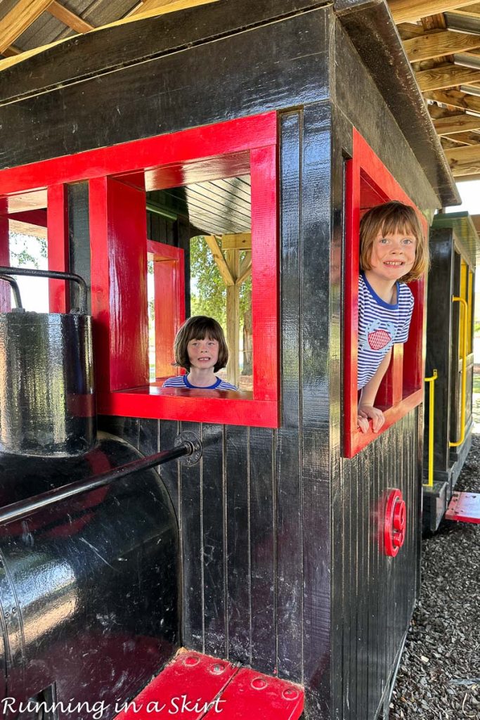 Train play area for kids at Georgia State Train Museum.