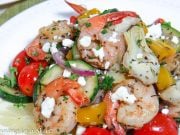 Mediterranean Shrimp sheet pan meal on a plate.