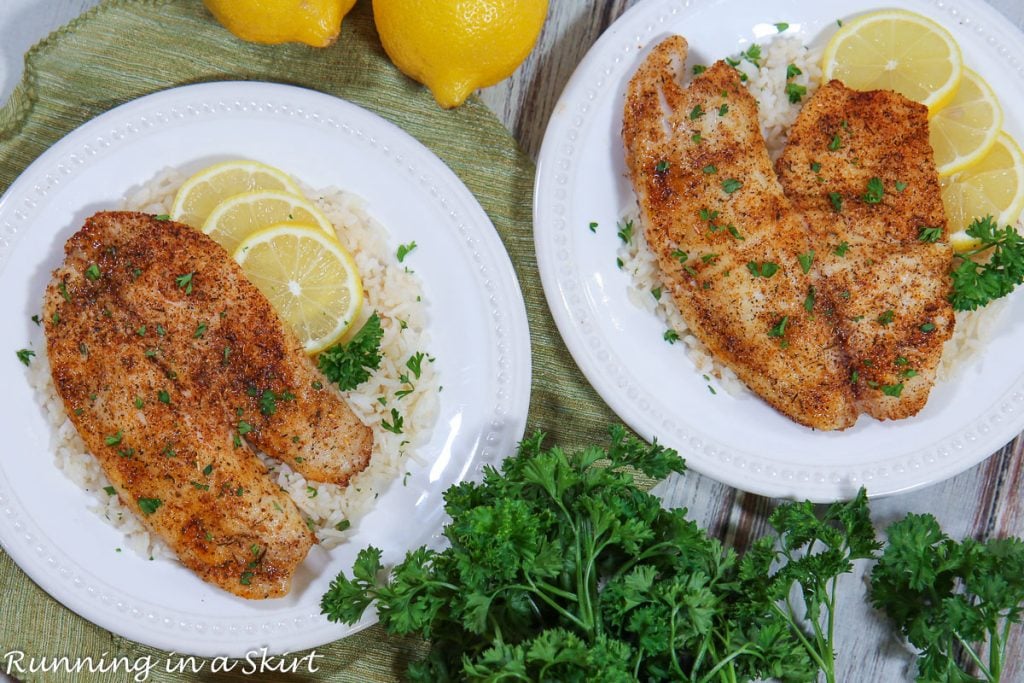 Air Fryer Tilapia overhead shot.