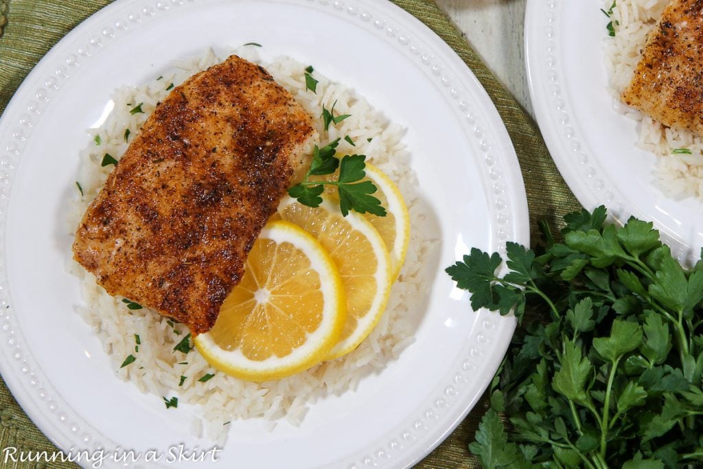 Baked Blackened Cod recipe overhead shot.