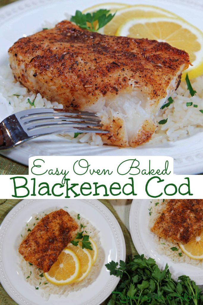 Baked Blackened Cod recipe Pinterest Collage