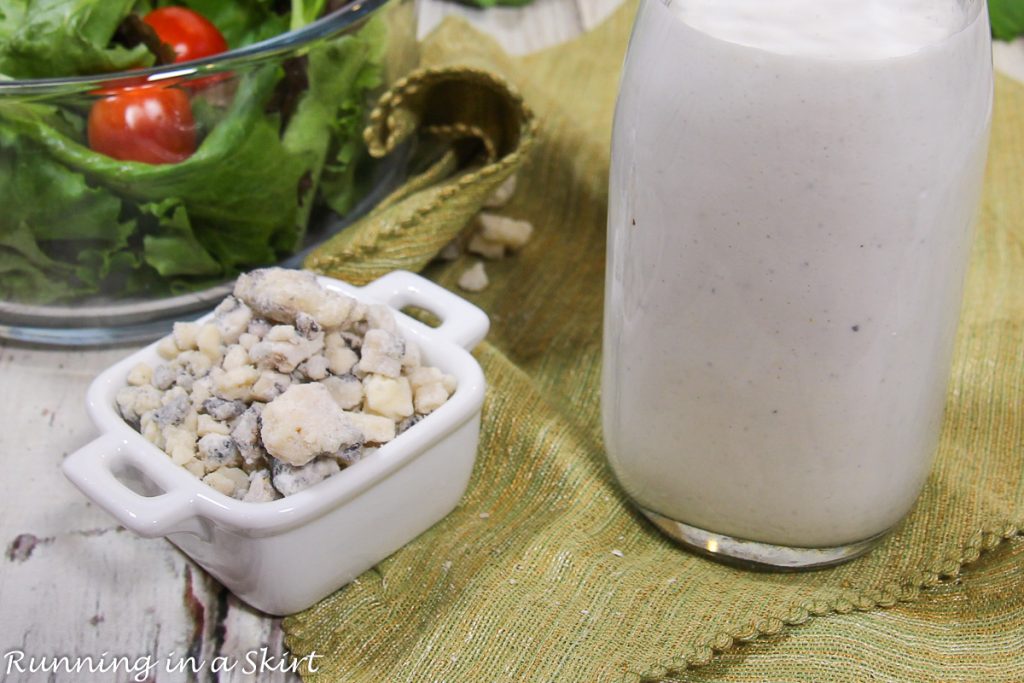 Close up of the blue cheese for Healthy Blue Cheese Dressing recipe.