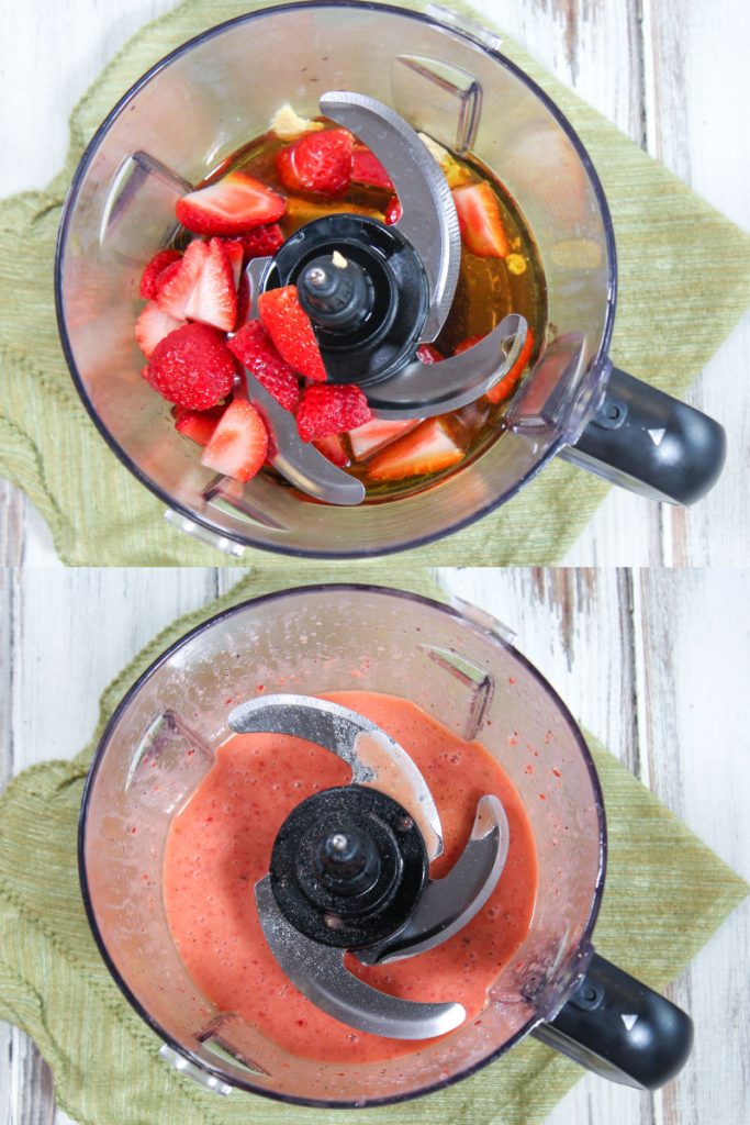 Strawberry Vinaigrette Dressing process photos collage.