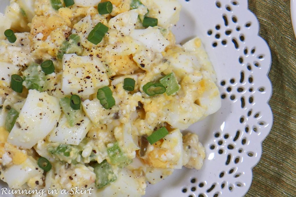 Cottage Cheese Egg Salad close up.