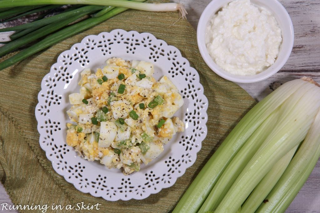 Cottage Cheese Egg Salad overhead shot.