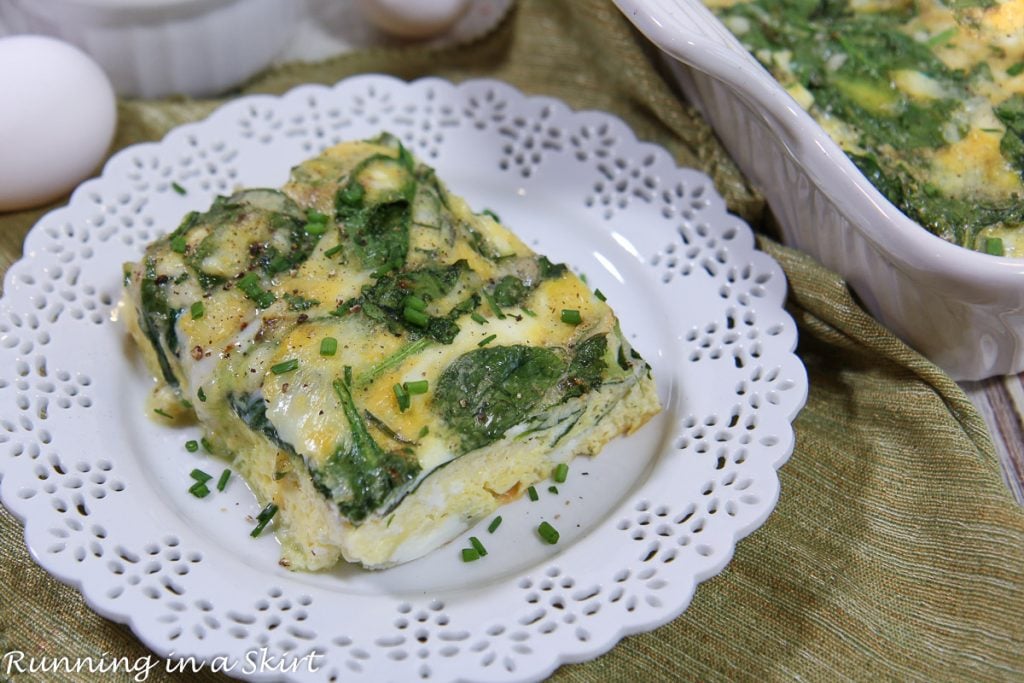 Cottage Cheese Egg Bake cut slice on a plate.