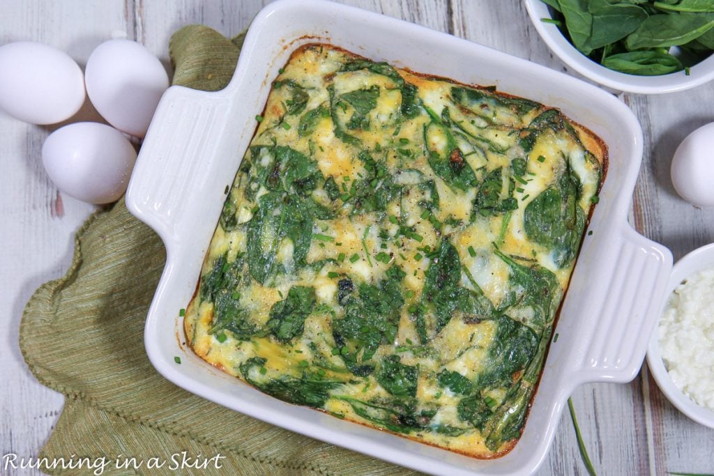 Cottage Cheese Egg Bake in a baking dish.